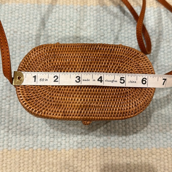 Oval Rattan Bag With Leather Strap - Bohemian Crossbody Bag - Straw Woven Bag - Picture 11 of 14